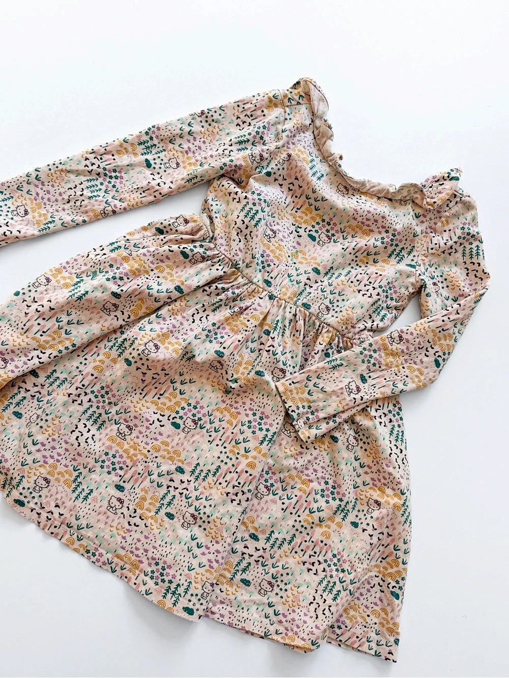 Tea x Hello Kitty Floral Pink & Green Casual Dress